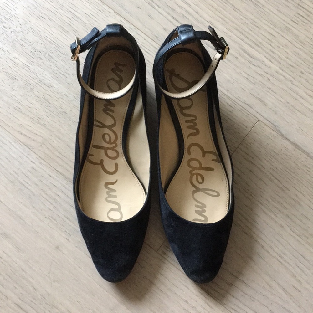 Sam Edelman 1 1/2” Ankle Strap Suede Ballet Flats - Picture 2 of 4